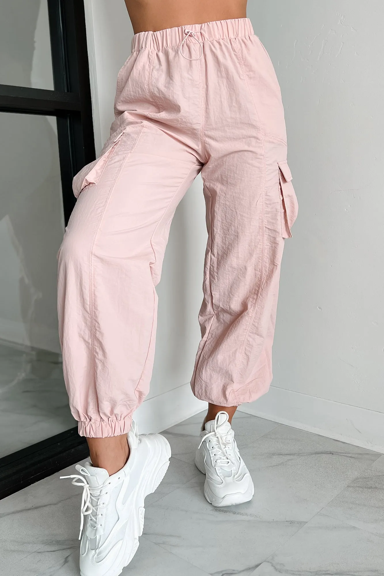 Always Winging It Cargo Joggers (Blush)