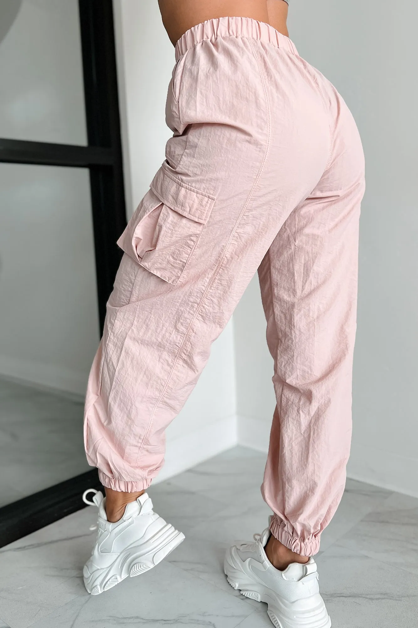 Always Winging It Cargo Joggers (Blush)