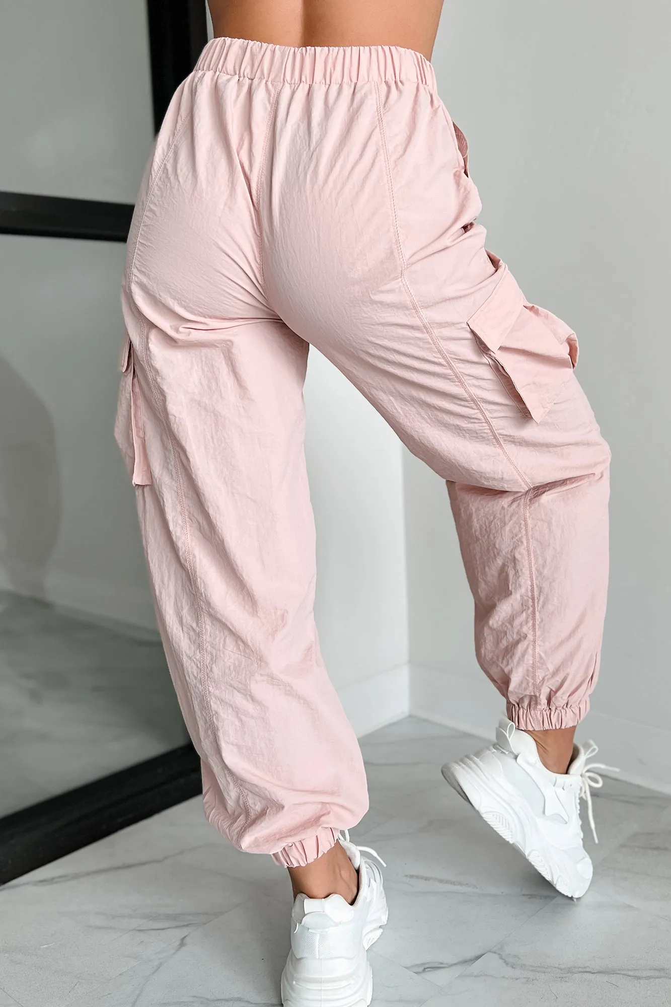 Always Winging It Cargo Joggers (Blush)