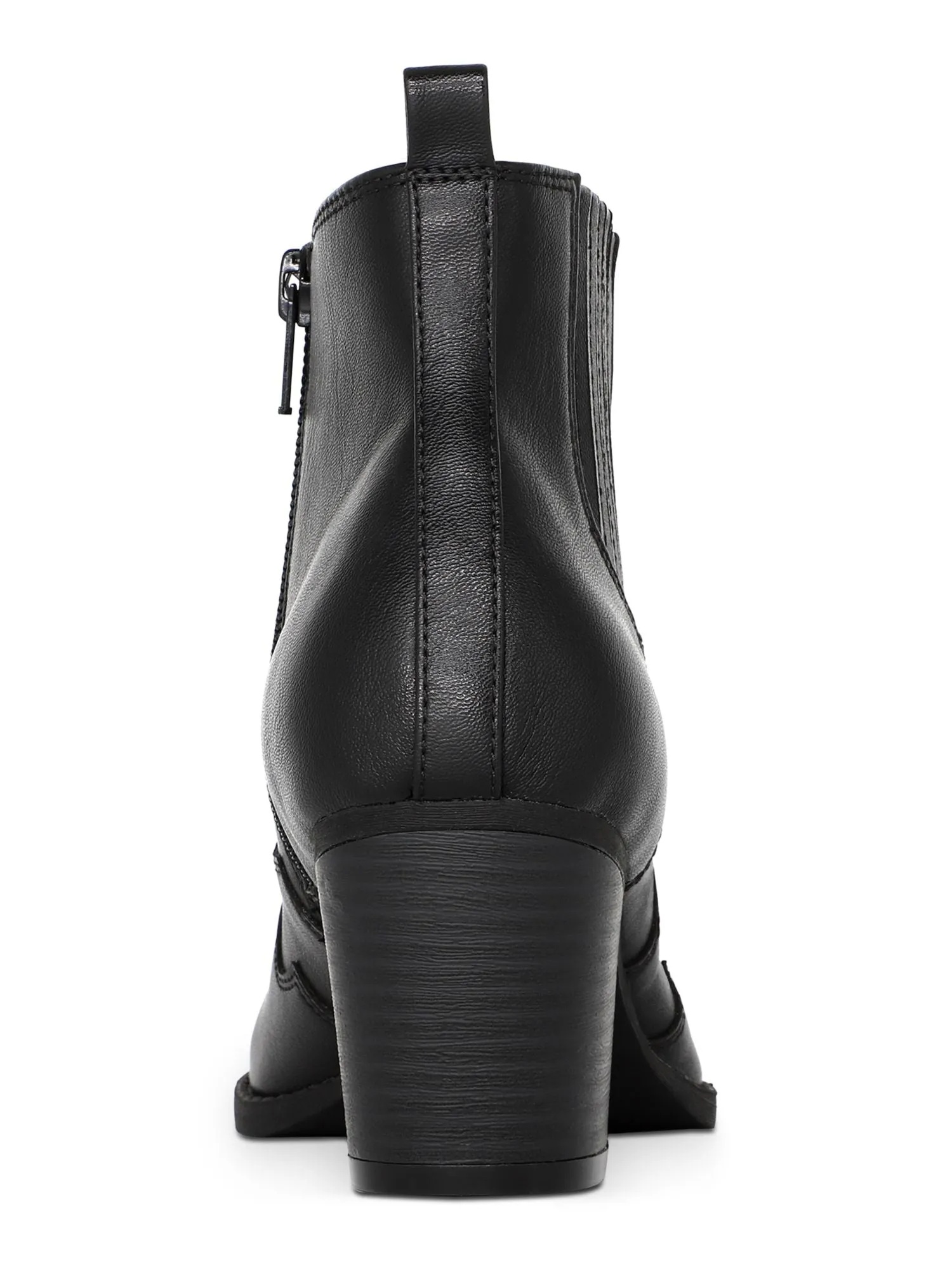 AMERICAN RAG Womens Black Western Inspired Stitching Cushioned Kayyla Almond Toe Block Heel Zip-Up Booties M