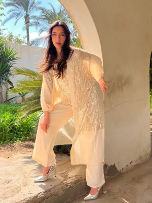 Beige Sequin Cardigan