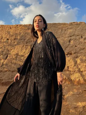 Black Sequin Cardigan