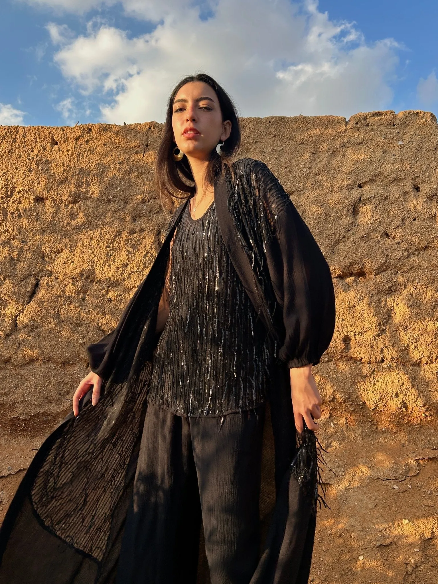 Black Sequin Cardigan