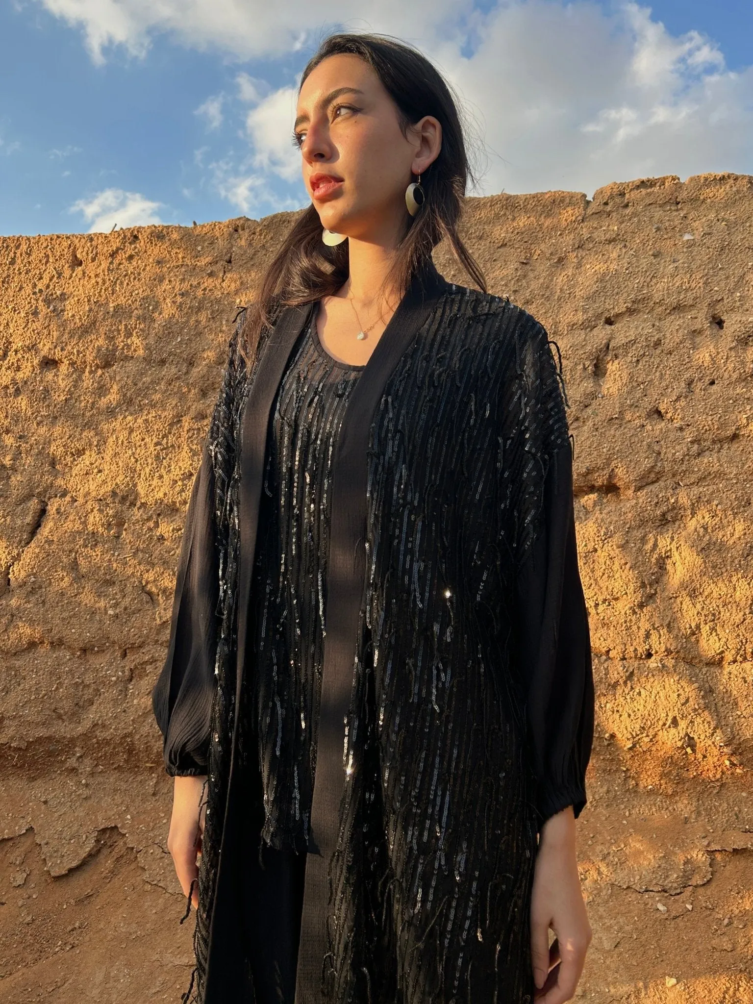 Black Sequin Cardigan