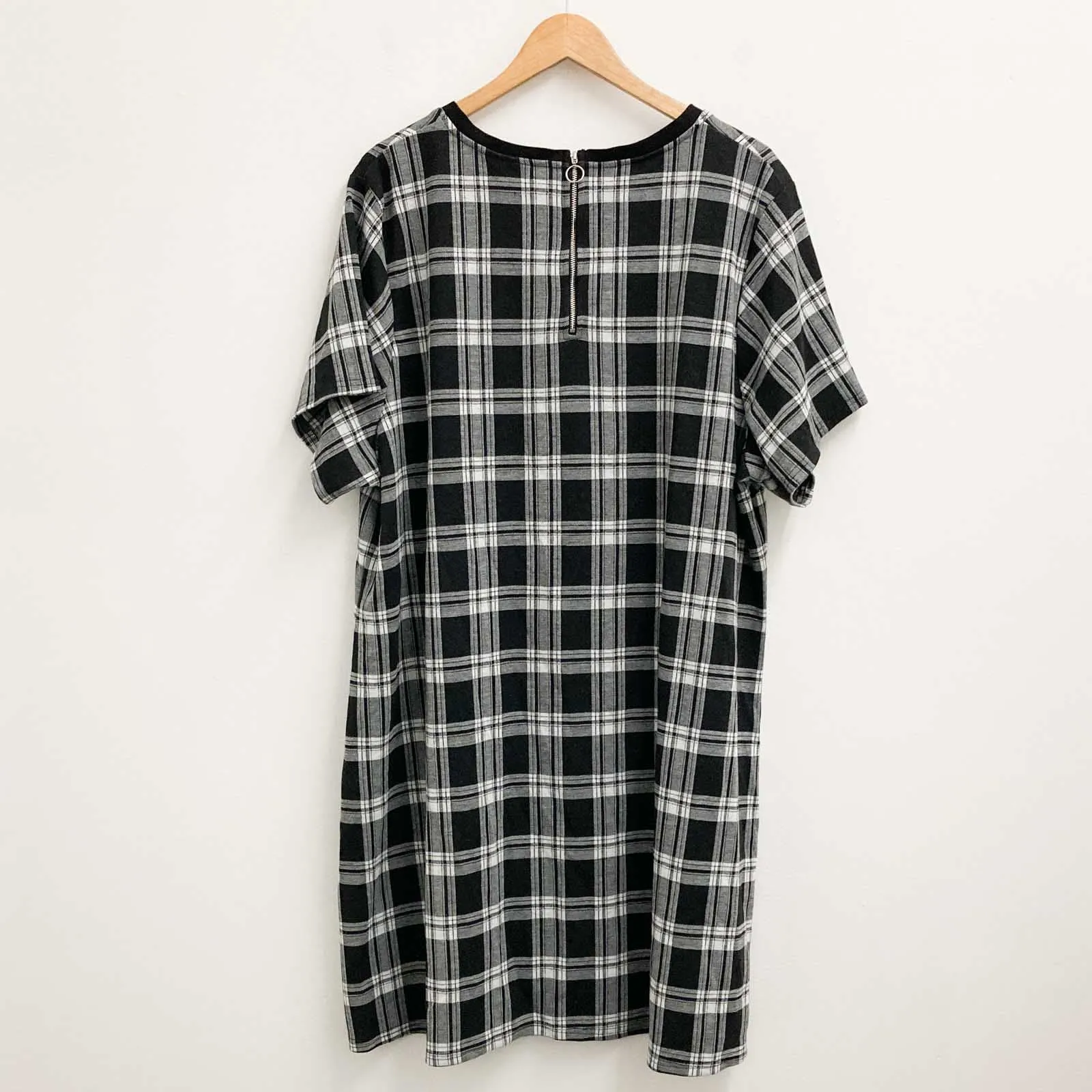 CCX City Chic Shift Dress UK 24 Black & White Tartan Check