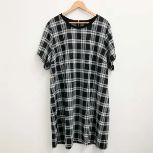CCX City Chic Shift Dress UK 24 Black & White Tartan Check