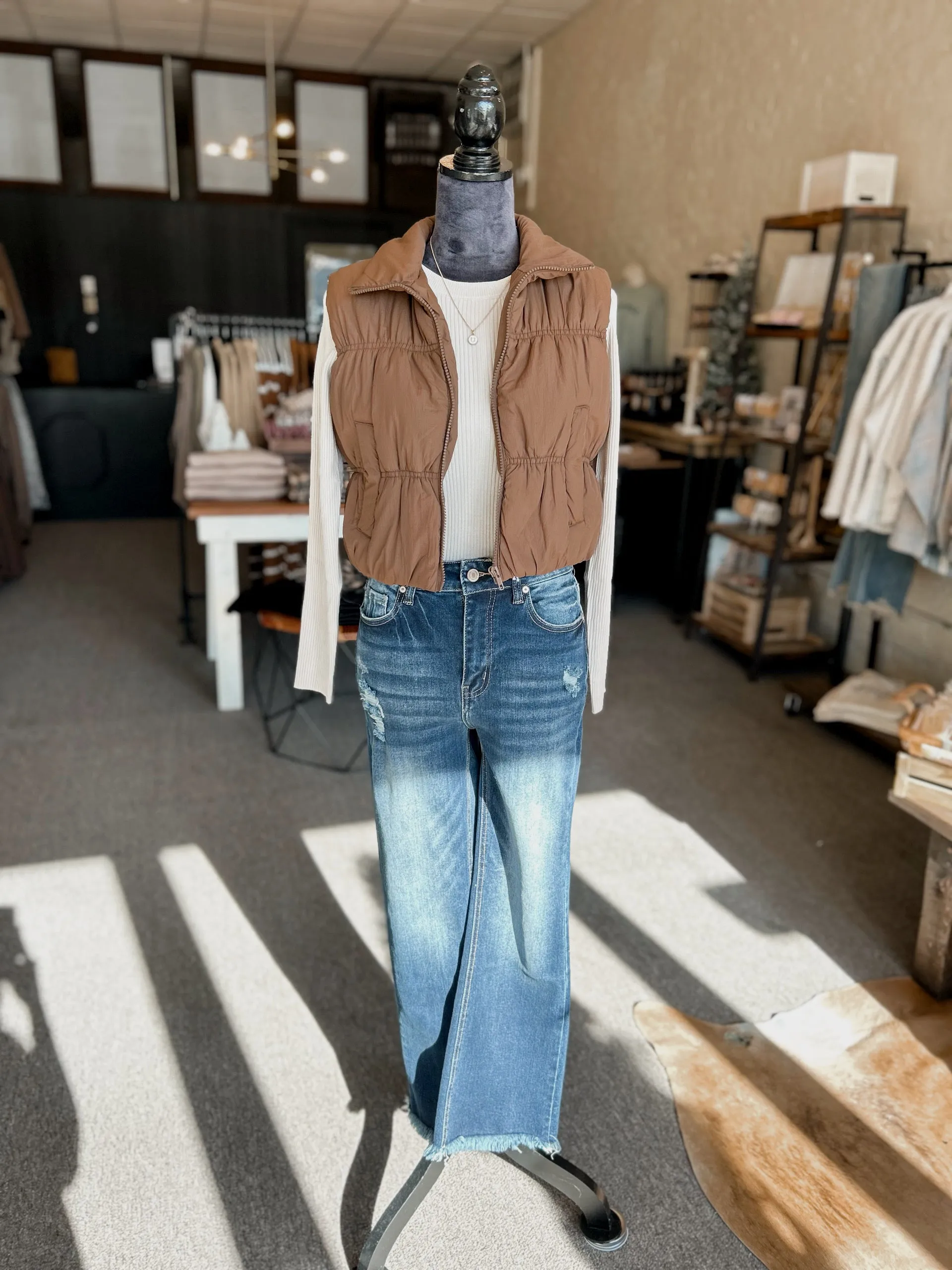 Cold Front Puffer Vest - Brown