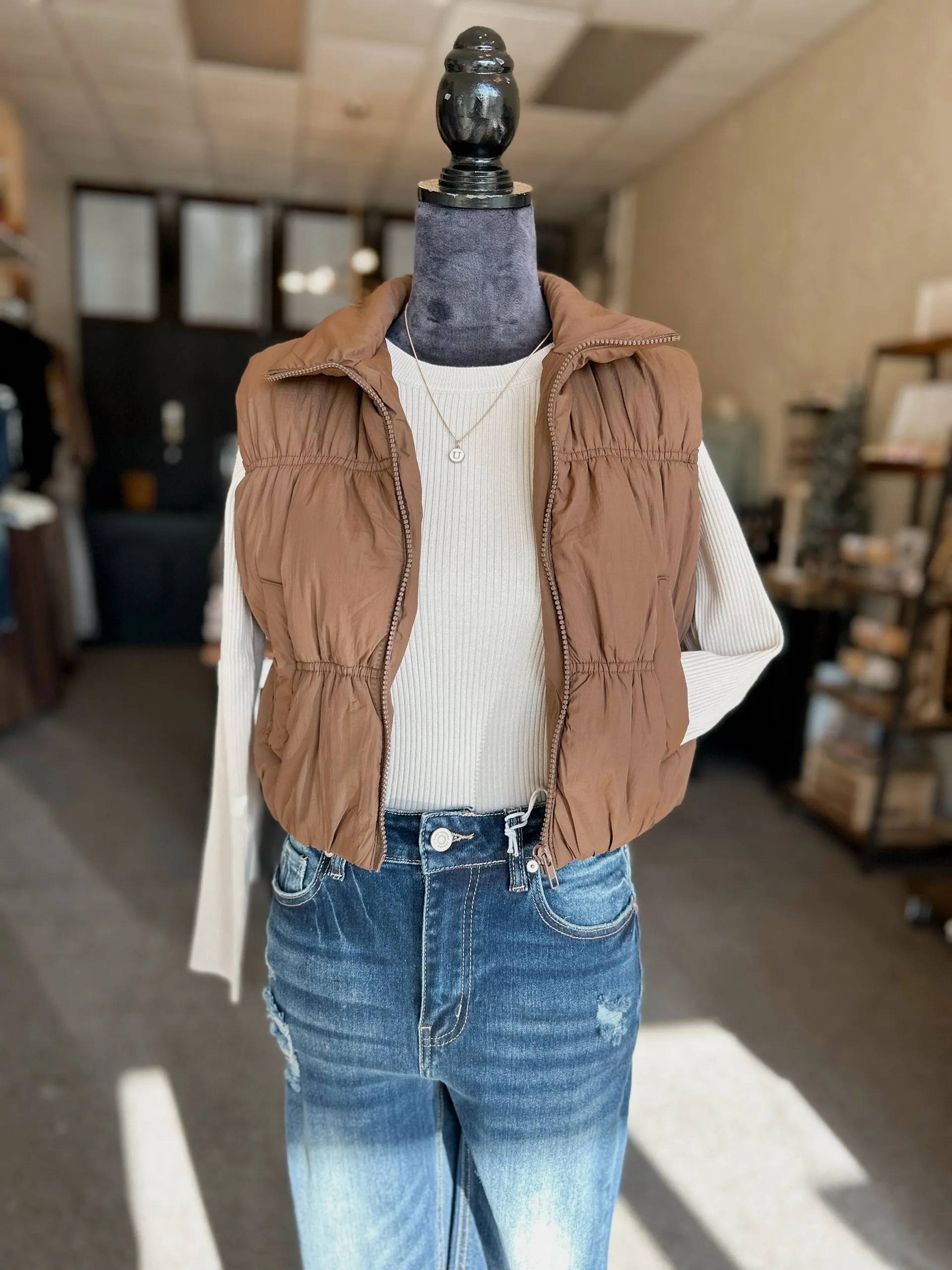 Cold Front Puffer Vest - Brown