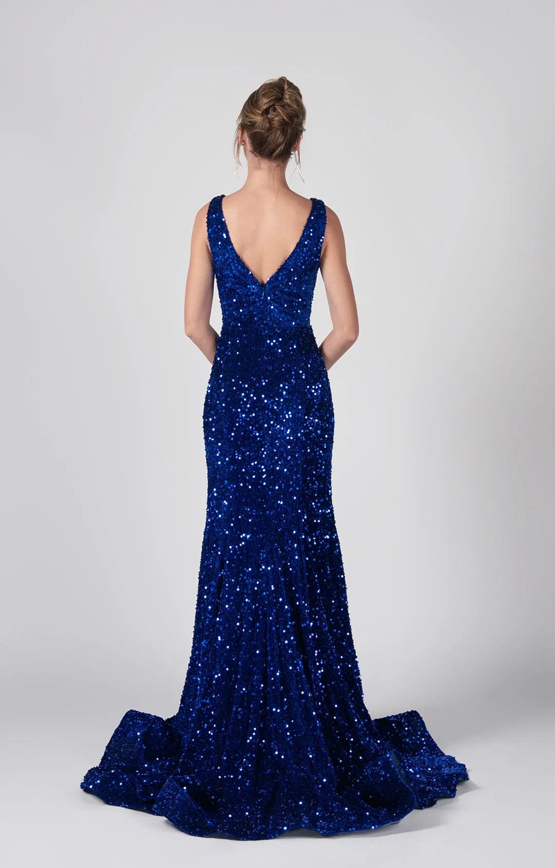 Deep V-Neck Sequin Wrap-Hip Mermaid Dresses