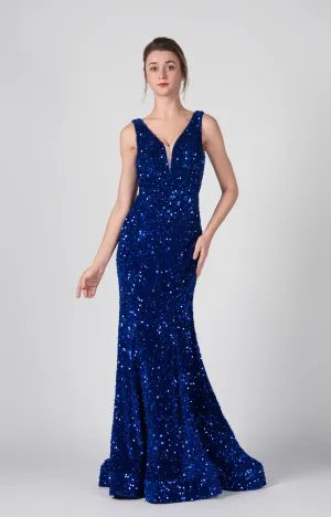 Deep V-Neck Sequin Wrap-Hip Mermaid Dresses