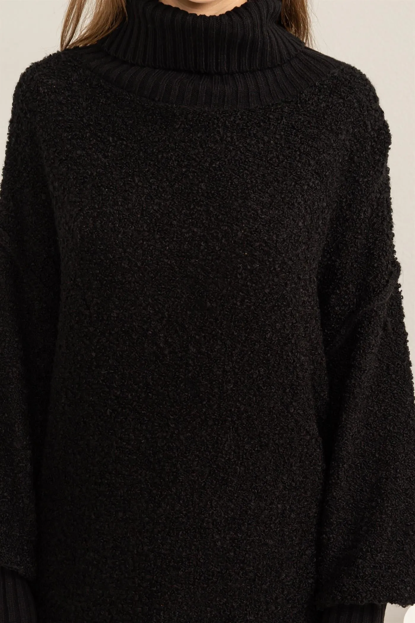 DZ23F048-Turtleneck Long Sleeve Oversized Sweater