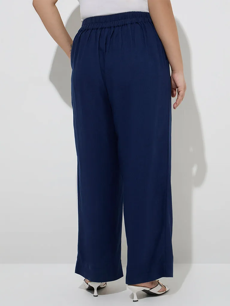 Gia Navy High-Rise Trousers