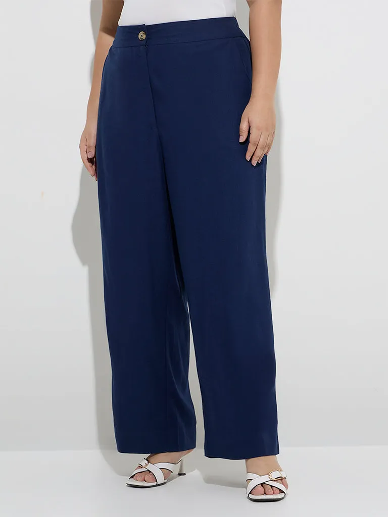 Gia Navy High-Rise Trousers