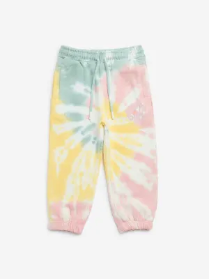 HOP Kids Multicolour Tie-Dye High-Rise Cotton-Blend Joggers