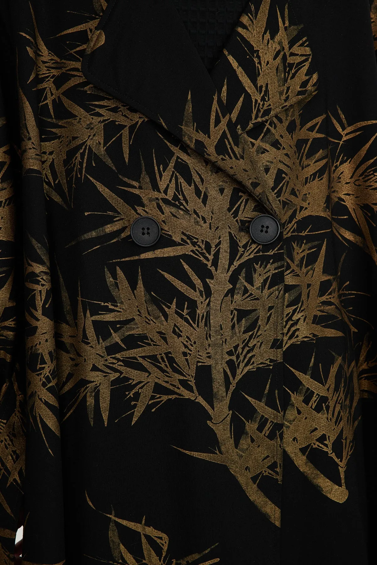 Leaves Print Cozy Loose Fit Long Coat