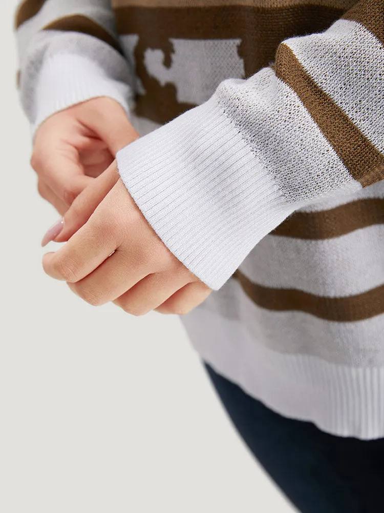 Leopard Striped Elastic Cuffs Pullover