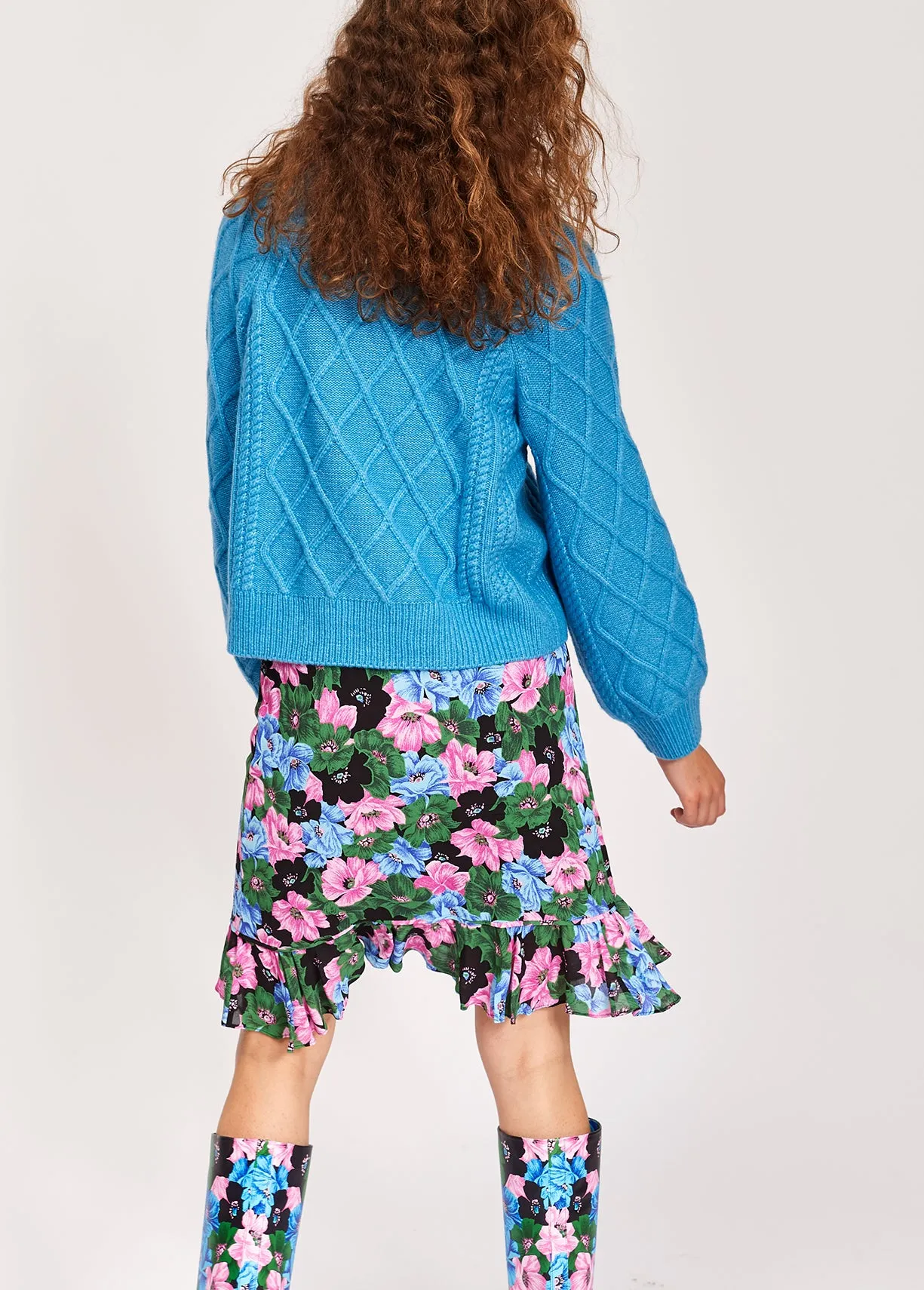 Light blue cable-knit sweater