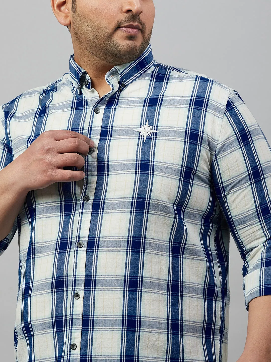 Men Checked White Comfort Cotton Shirt
