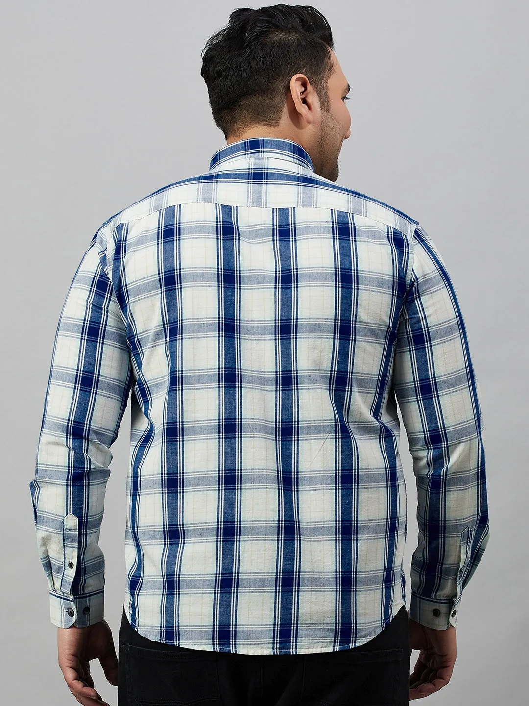 Men Checked White Comfort Cotton Shirt