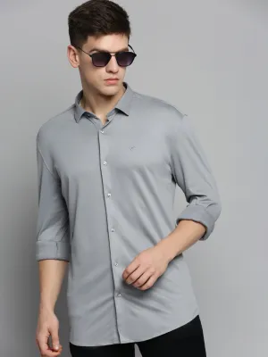 Men Grey Comfort Slim Fit Cotton Casual Shirt