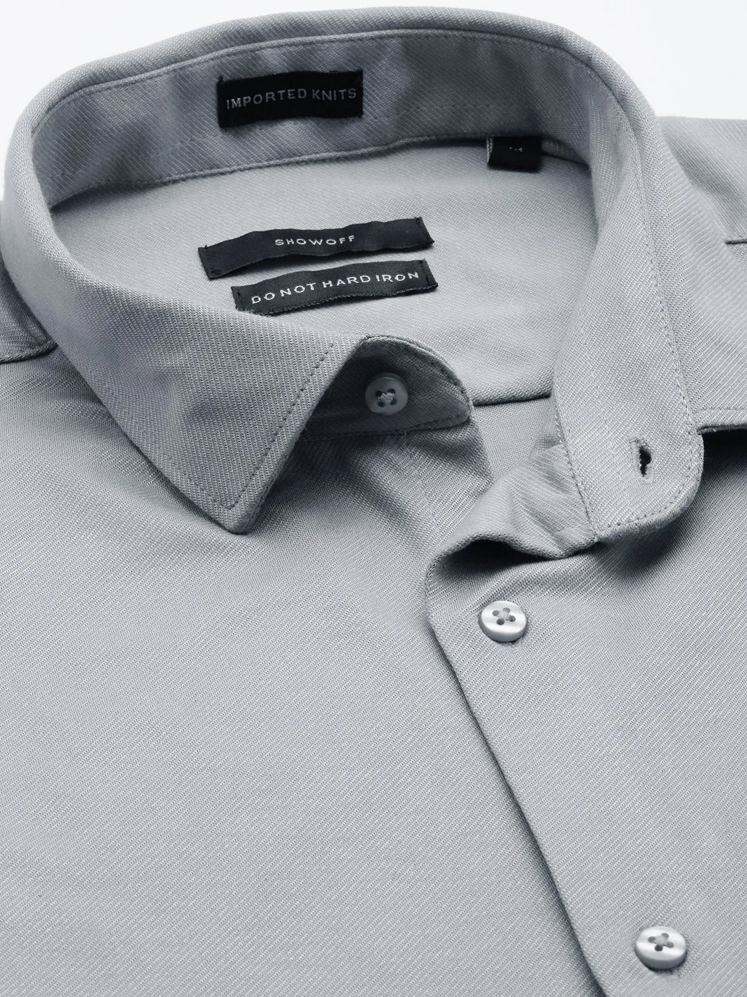 Men Grey Comfort Slim Fit Cotton Casual Shirt