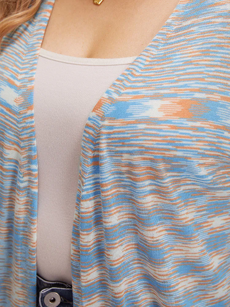 Ombre Pocket Open Front Ripped Hem Cardigan