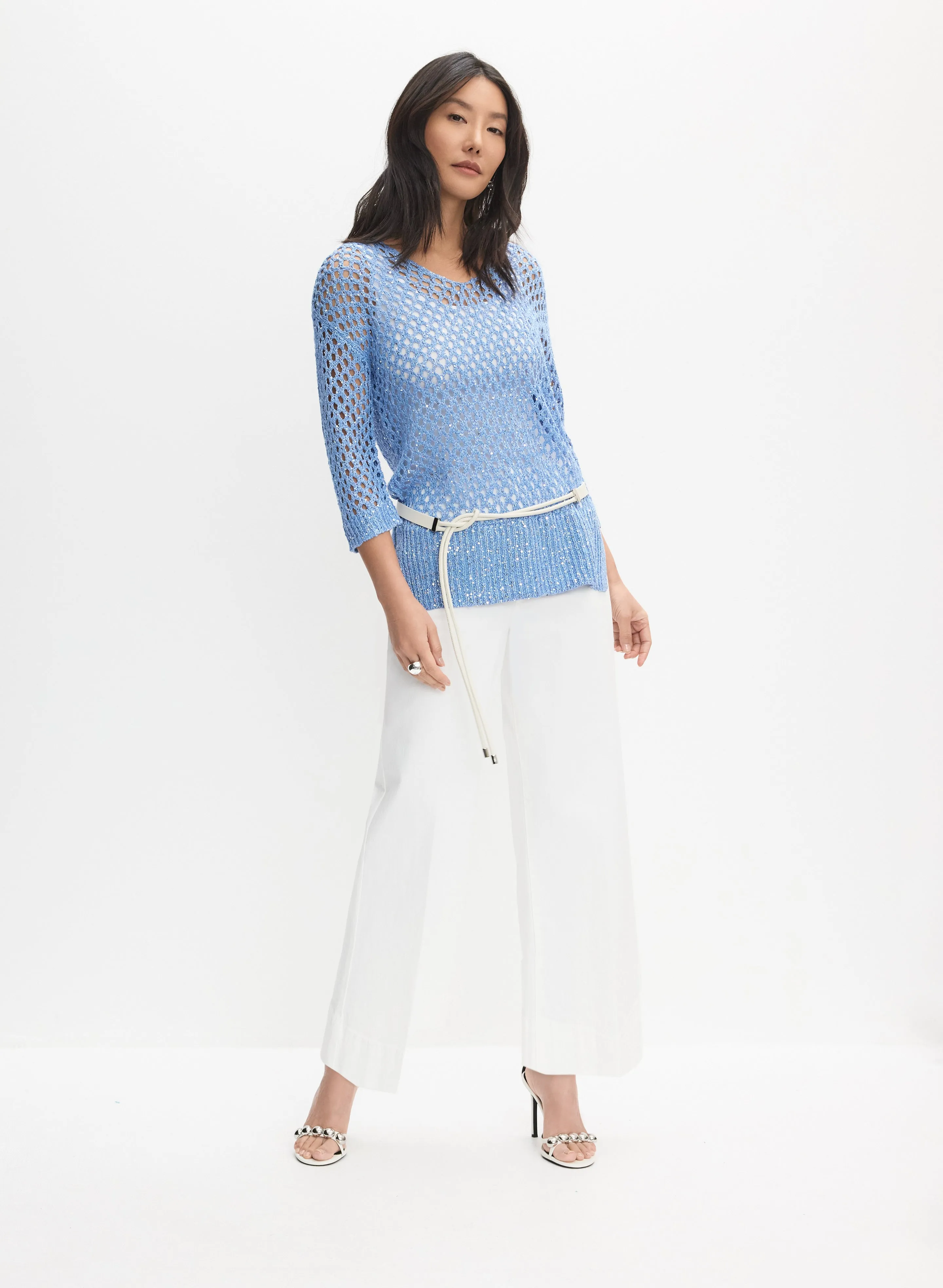 Open Knit Sequin Sweater