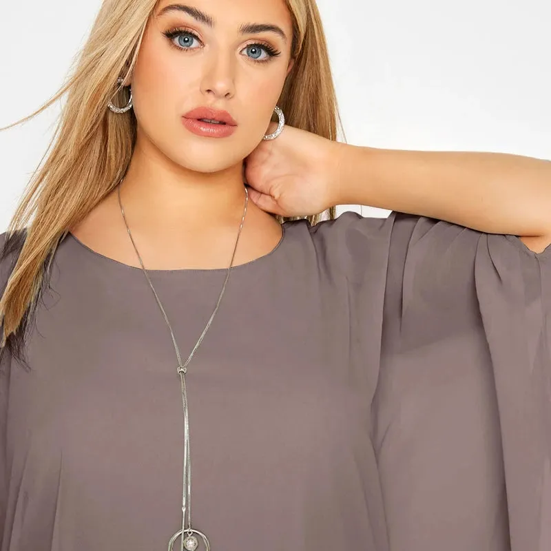 Plus Size Loose Bawing Sleeve Elegant Summer Cape Blouse Women 3/4 Sleeve Loose Casual Office Work Tunic Tops Large Size 6XL 7XL