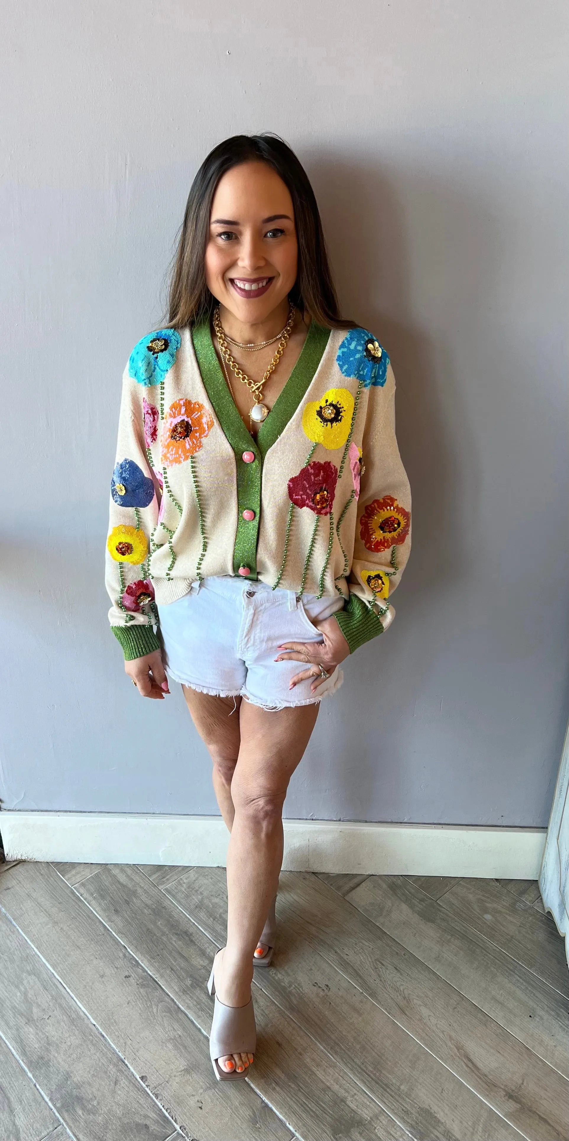 QUEEN OF SPARKLES Lurex Knit/Sequin POPPY Cardigan Top Jo Jo