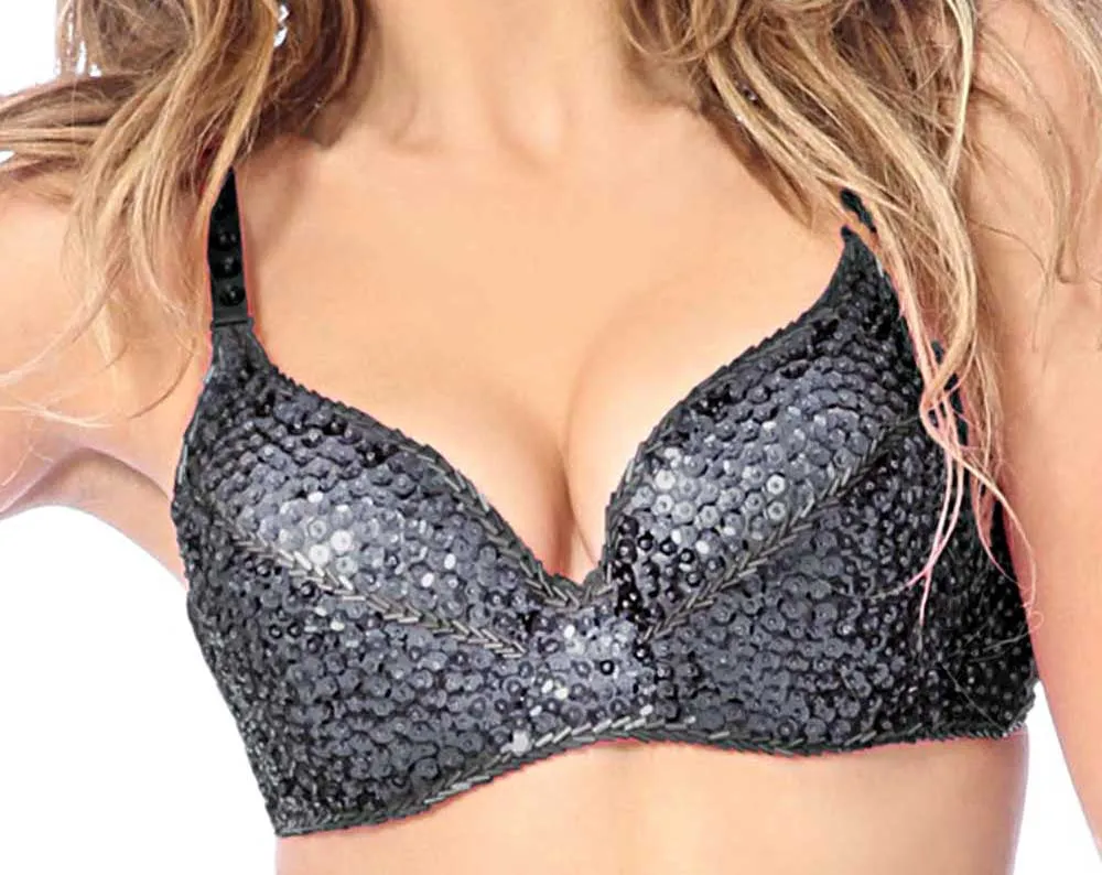 Sequin Cabaret Bra with Beaded Accents