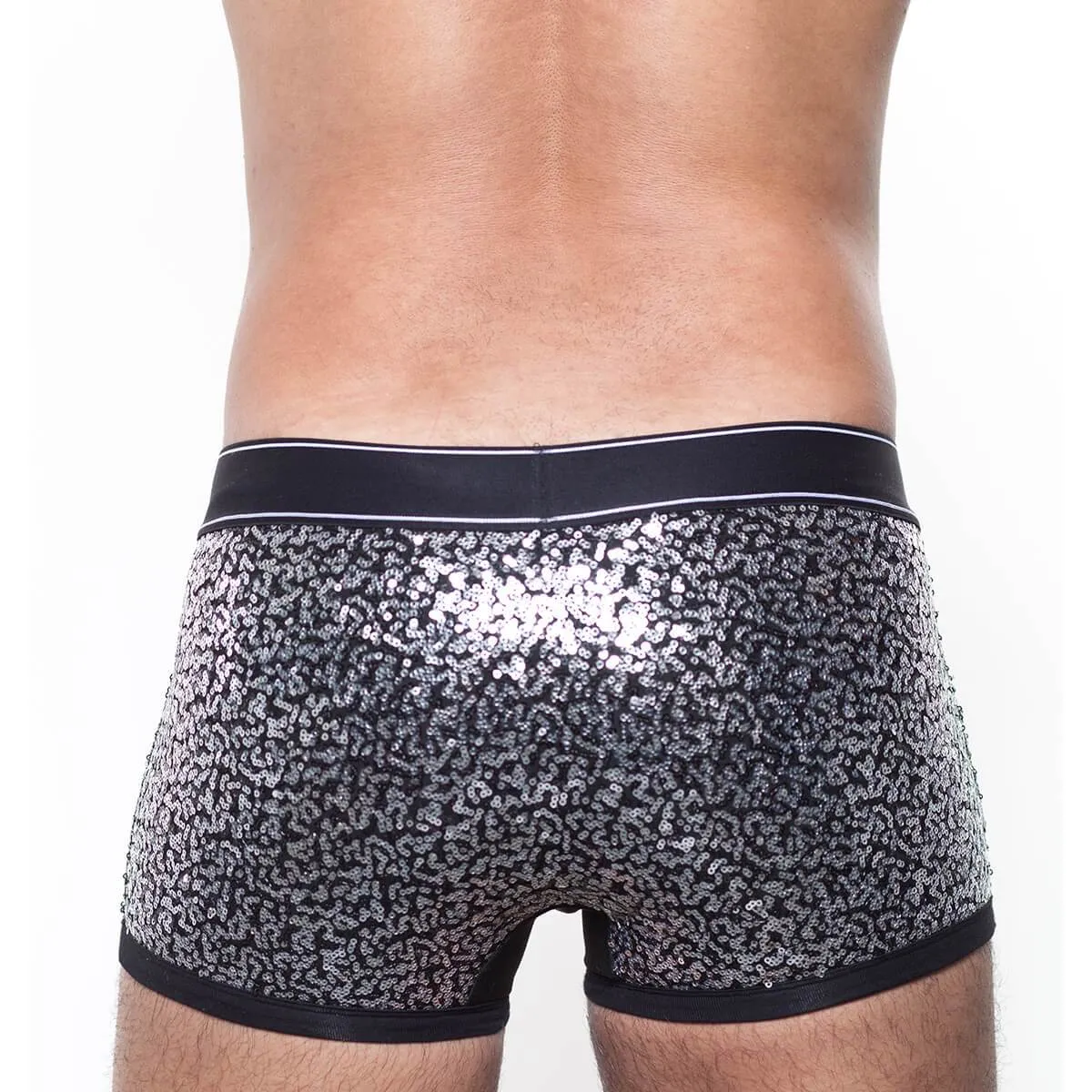 Skull & Bones Sequin Boxer SIlver