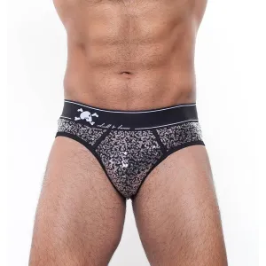 Skull & Bones Sequin Brief Silver