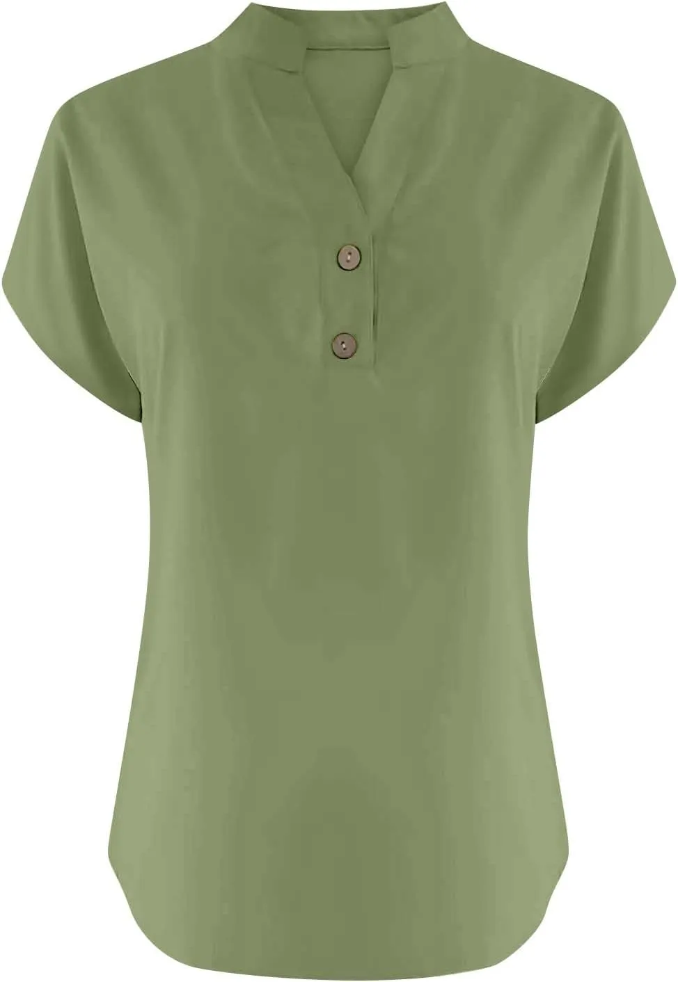 Summer Tops for Women 2025 Trendy Short Sleeve Cotton Linen Shirt Spring Fashion Casual Button V Neck Tunic Blouses