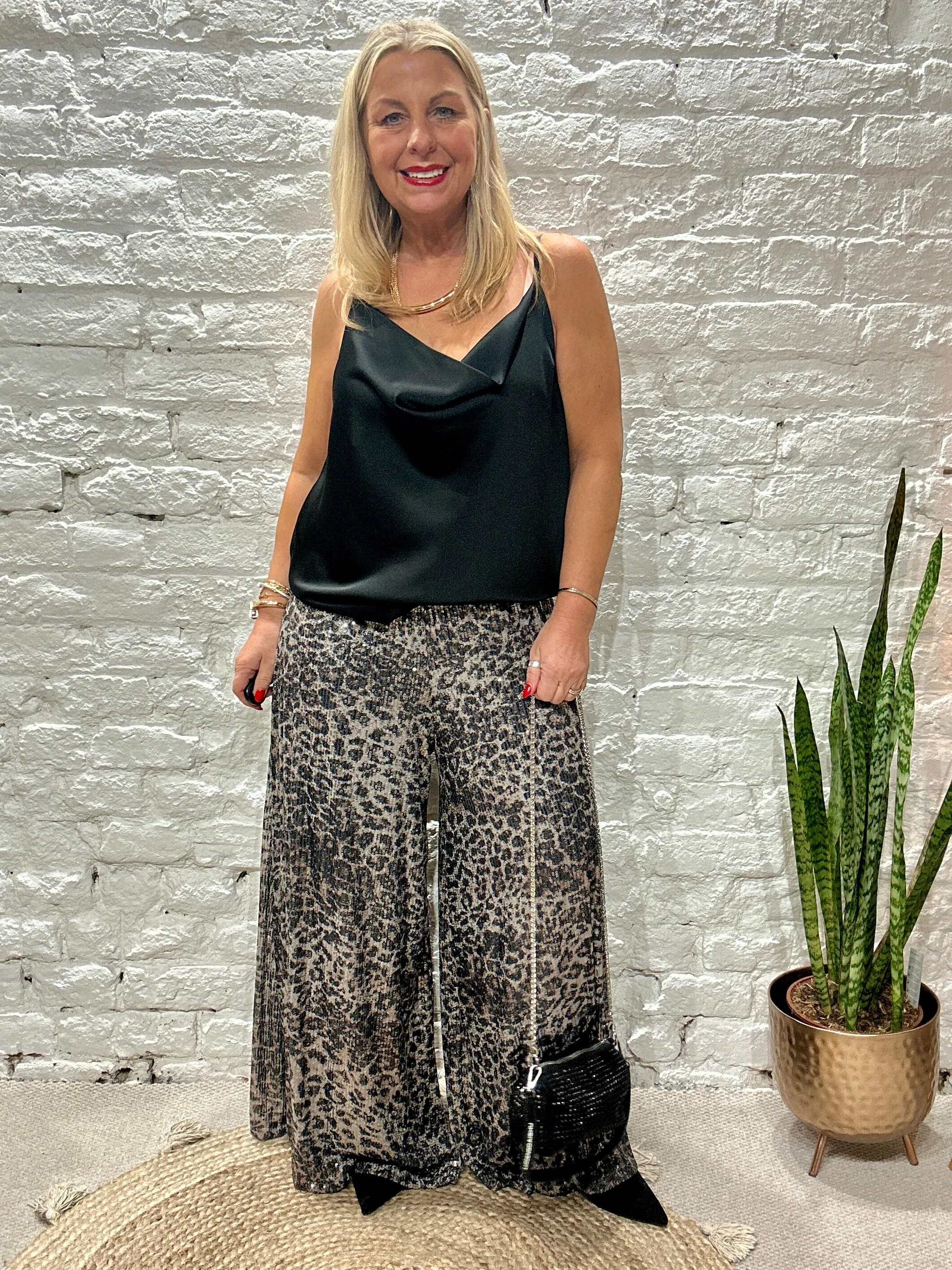 The Stunning Lola Sequin leopard Pint Palazzo Pant