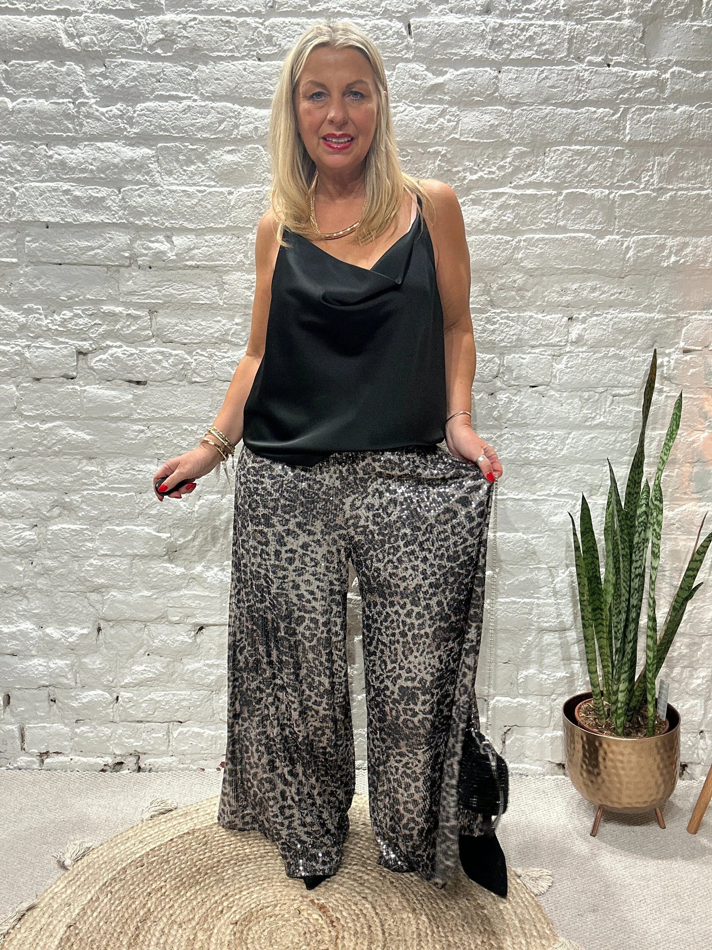 The Stunning Lola Sequin leopard Pint Palazzo Pant