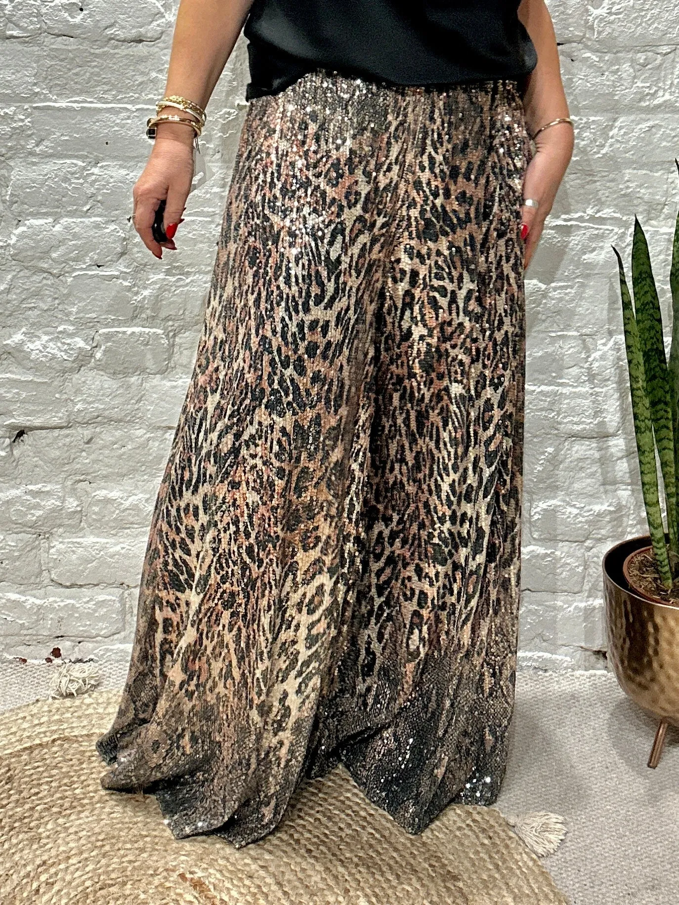 The Stunning Lola Sequin leopard Pint Palazzo Pant
