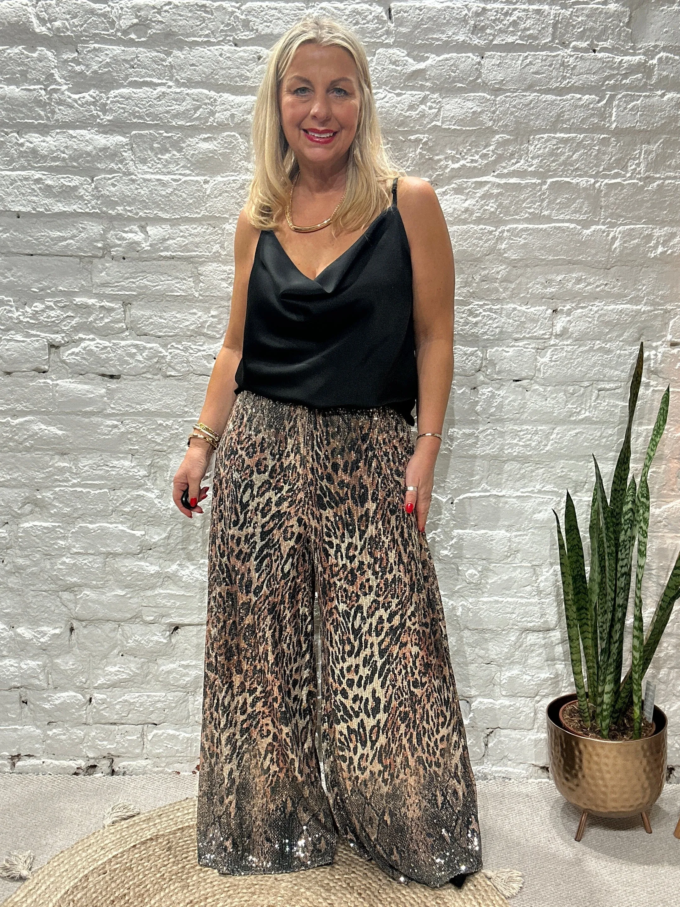 The Stunning Lola Sequin leopard Pint Palazzo Pant