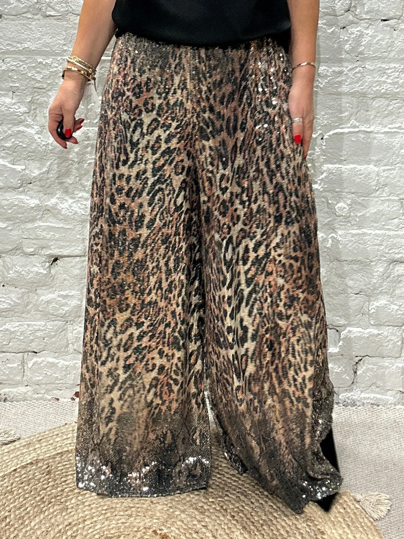 The Stunning Lola Sequin leopard Pint Palazzo Pant