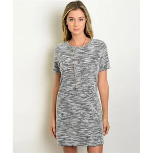 Women's Dress Grey And White Shift Mini Dress