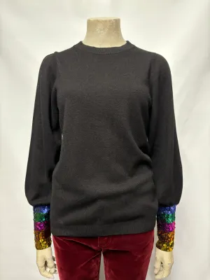 WYSE Black And Multicolour Sequin Cashmere and Wool Blend Jumper 8