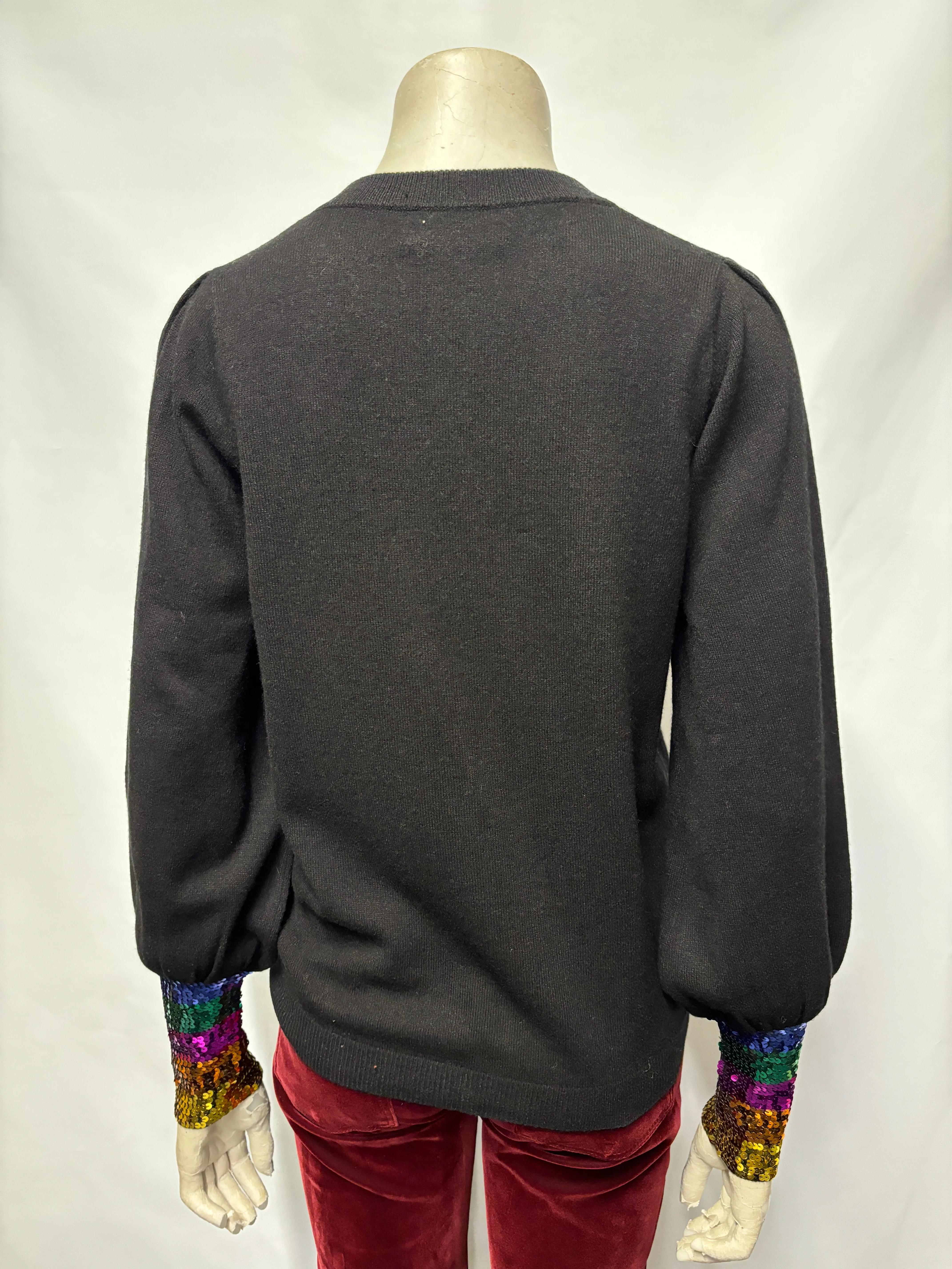 WYSE Black And Multicolour Sequin Cashmere and Wool Blend Jumper 8