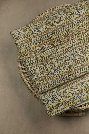Yellow with Paisley Bagru Cotton Fabric