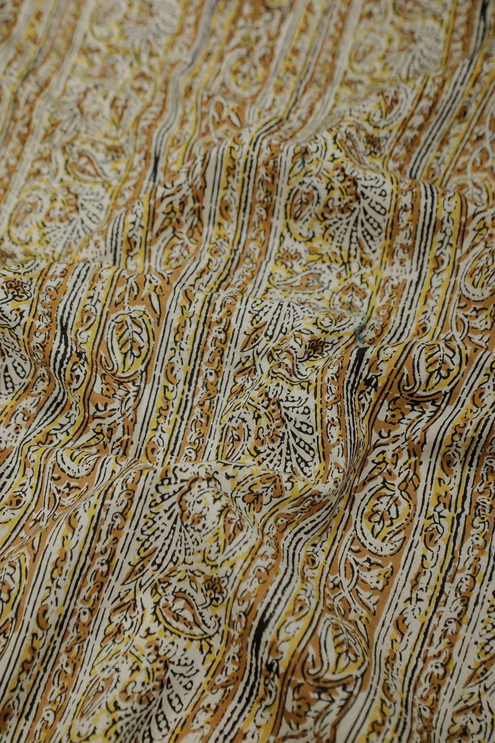 Yellow with Paisley Bagru Cotton Fabric