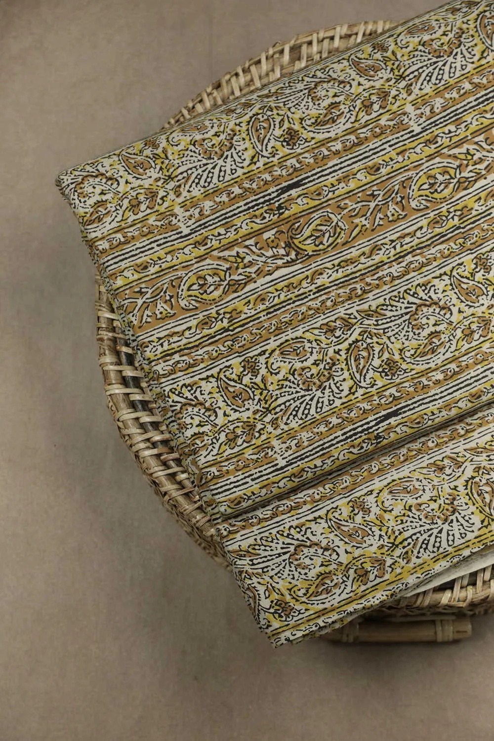 Yellow with Paisley Bagru Cotton Fabric